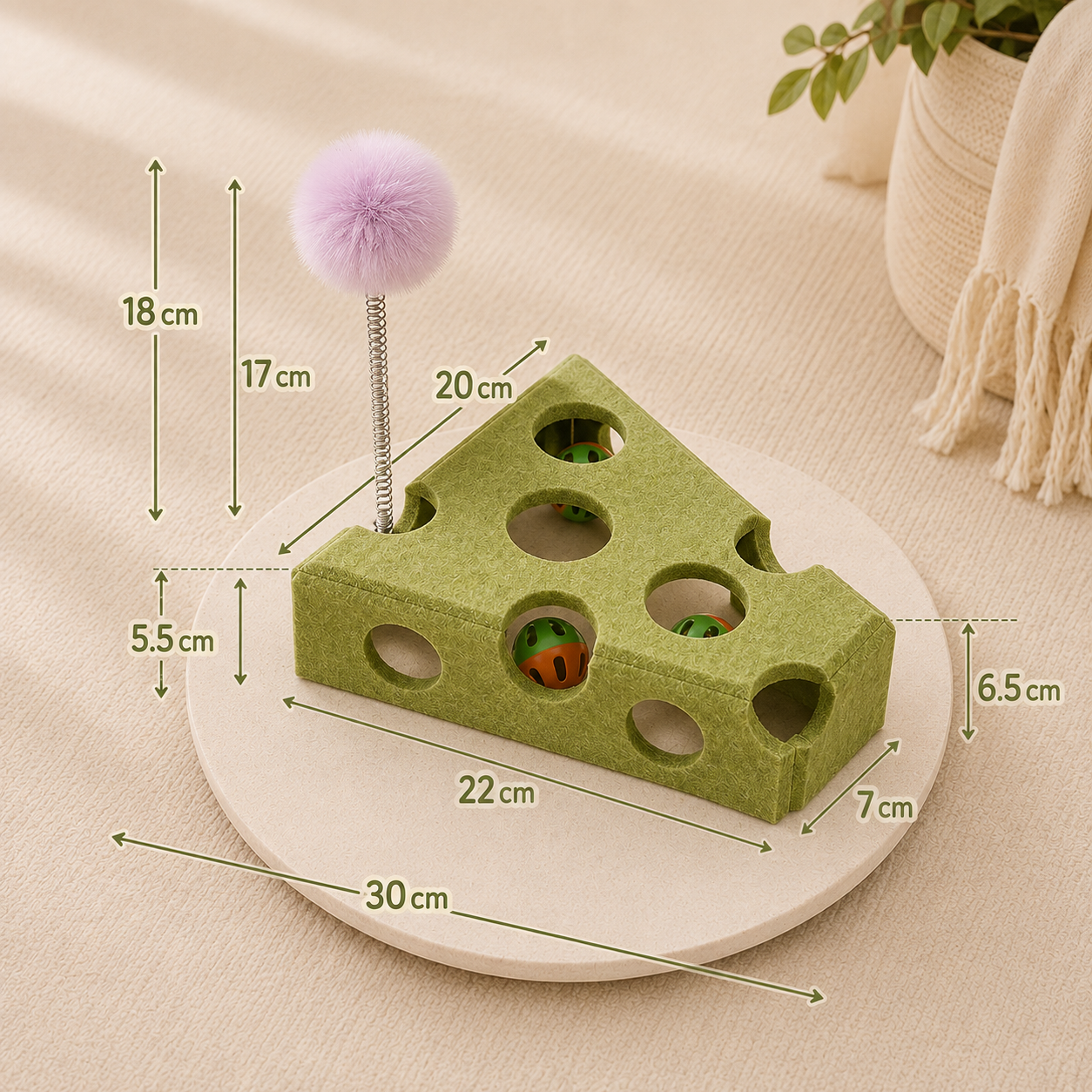 PurrMaze green cheese cat puzzle toy – mental stimulation for indoor cats