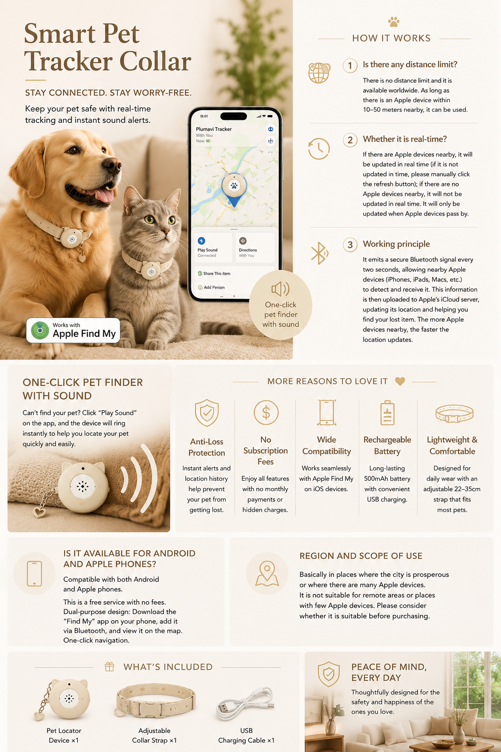 Smart GPS Pet Tracker Collar